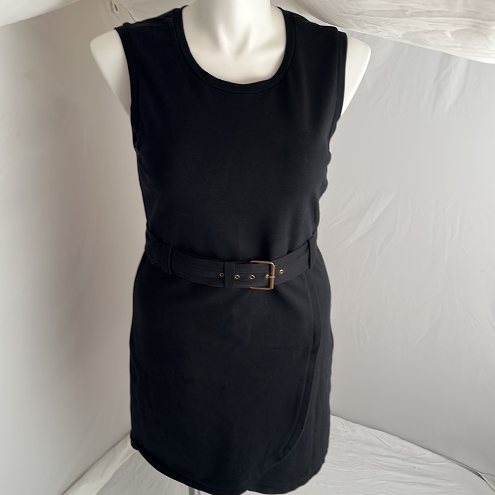 Tory Burch black stretch sleeveless dress with belt